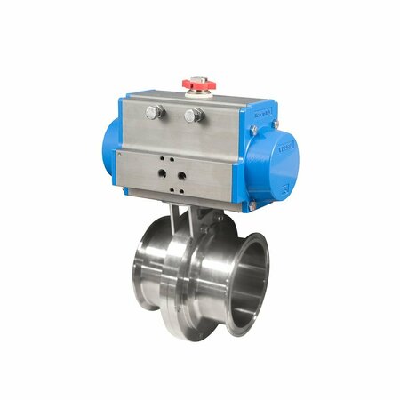 BONOMI NORTH AMERICA 4in 2-WAY STAINLESS STEEL SANITARY BUTTERFLY VALVE & DOUBLE ACTING PNEUMATIC ACTUATOR DABFVSTCE-4